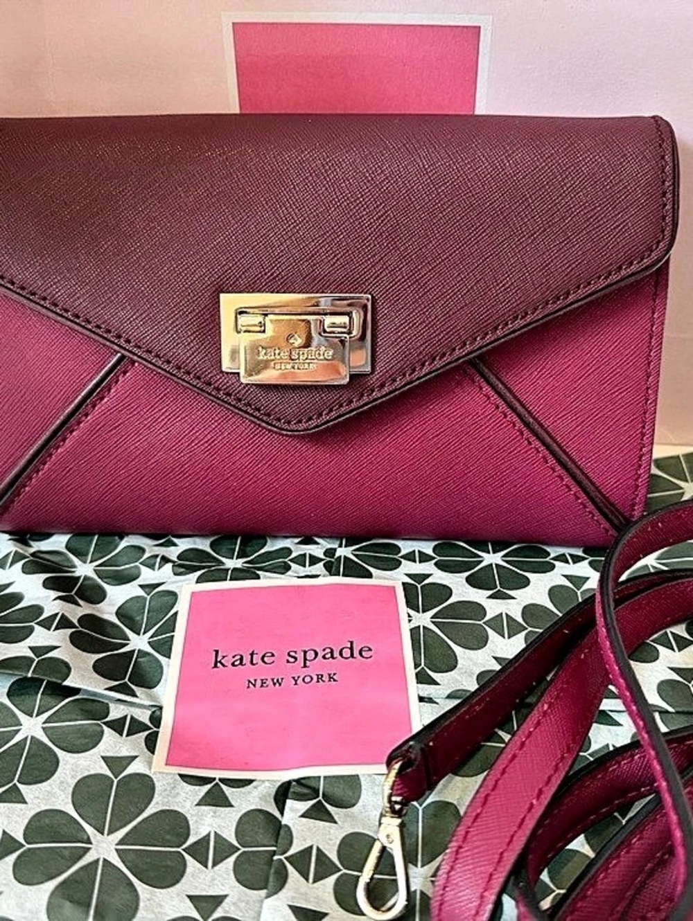 Kate Spade Wesley Place Natalie Crossbody Bag in Pink & Brown Like New